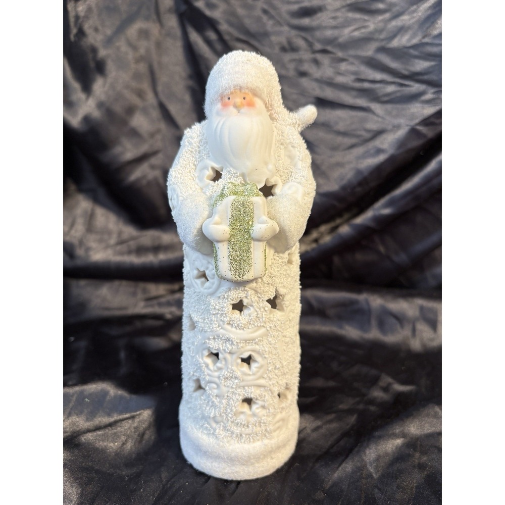 Yankee Candle 8in Santa Lantern Tea Light Holder White. No Box.